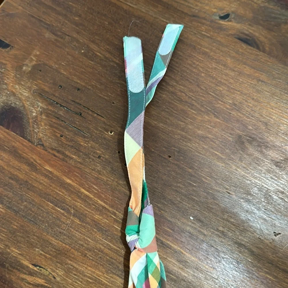 Gymboree Kids M/L Velcro Plaid Tie Pink Orange Green Pastel